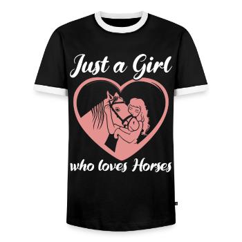 Girl's Heart Horse Love - Men's Ringer Shirt - black/white - Front - AI Model Female 172 light (172cm) & AI Model Male 178 light (178cm)