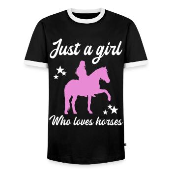 Ciel étoilé Cavalier Amour Chevaux - T-shirt contrasté Homme - noir/blanc - Devant - AI Model Female 172 light (172cm) & AI Model Male 178 light (178cm)