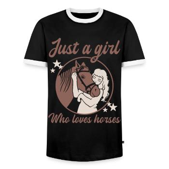Horse Love Rider Girl Dream - Men's Ringer Shirt - black/white - Front - AI Model Female 172 light (172cm) & AI Model Male 178 light (178cm)