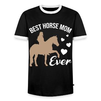 Pferdemama des Jahres Liebevoll - Männer Kontrast-T-Shirt - Schwarz/Weiß - Vorne - AI Model Female 172 light (172cm) & AI Model Male 178 light (178cm)