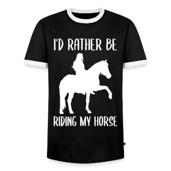 Horse Heartbeat Love & Passion - Men's Ringer Shirt - black/white - Front - AI Model Female 172 light (172cm) & AI Model Male 178 light (178cm)