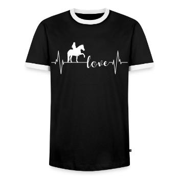 Rider's heart Horse's love of life - Men's Ringer Shirt - black/white - Front - AI Model Female 172 light (172cm) & AI Model Male 178 light (178cm)