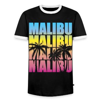 Malibu Sommer Vibes Tropenflair - Männer Kontrast-T-Shirt - Schwarz/Weiß - Vorne - AI Model Female 172 light (172cm) & AI Model Male 178 light (178cm)