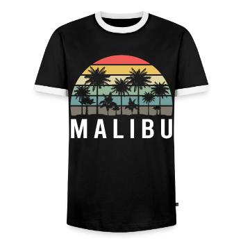 Retro Malibu Sonnenuntergang Relax - Männer Kontrast-T-Shirt - Schwarz/Weiß - Vorne - AI Model Female 172 light (172cm) & AI Model Male 178 light (178cm)