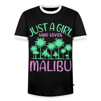Malibu Palmentraum Mädchen Paradies - Männer Kontrast-T-Shirt - Schwarz/Weiß - Vorne - AI Model Female 172 light (172cm) & AI Model Male 178 light (178cm)