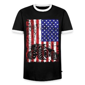 Monster Truck Adventure Horizon Cadeau - T-shirt contrasté Homme - noir/blanc - Devant - AI Model Female 172 light (172cm) & AI Model Male 178 light (178cm)