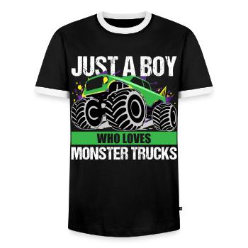 Action Monster Truck Passion Gift - Men's Ringer Shirt - black/white - Front - AI Model Female 172 light (172cm) & AI Model Male 178 light (178cm)