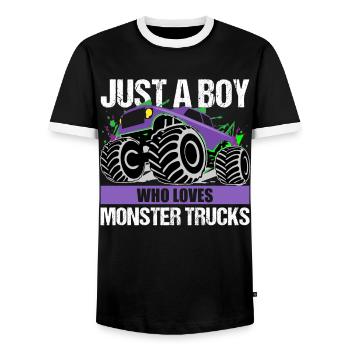 Boys Monster Truck Passion Gift - Men's Ringer Shirt - black/white - Front - AI Model Female 172 light (172cm) & AI Model Male 178 light (178cm)