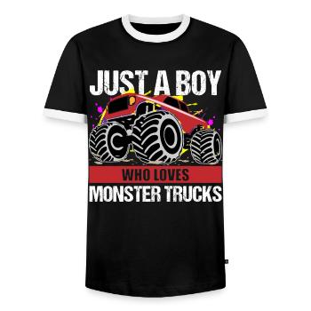 Boys Monster Truck Passion Gift - Men's Ringer Shirt - black/white - Front - AI Model Female 172 light (172cm) & AI Model Male 178 light (178cm)