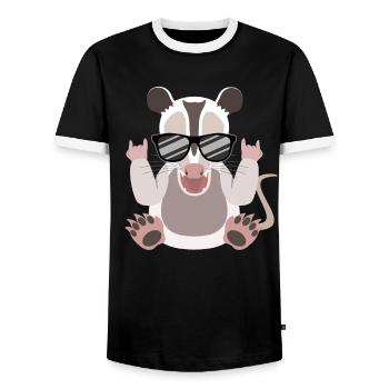 Rocking opossum Pure joie de vivre - T-shirt contrasté Homme - noir/blanc - Devant - AI Model Female 172 light (172cm) & AI Model Male 178 light (178cm)
