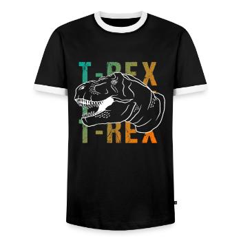 T-Rex Jeu de mots Look rétro cadeau - T-shirt contrasté Homme - noir/blanc - Devant - AI Model Female 172 light (172cm) & AI Model Male 178 light (178cm)