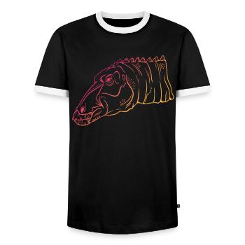 Neon Dino Geometry Art Gift - Men's Ringer Shirt - black/white - Front - AI Model Female 172 light (172cm) & AI Model Male 178 light (178cm)