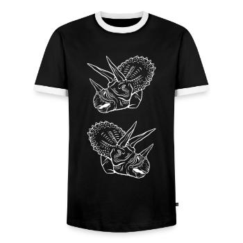 Triceratops Line Art Minimal Noir - T-shirt contrasté Homme - noir/blanc - Devant - AI Model Female 172 light (172cm) & AI Model Male 178 light (178cm)