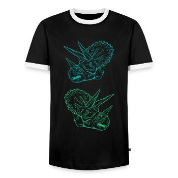 Triceratops Line Art Minimal Noir - T-shirt contrasté Homme - noir/blanc - Devant - AI Model Female 172 light (172cm) & AI Model Male 178 light (178cm)