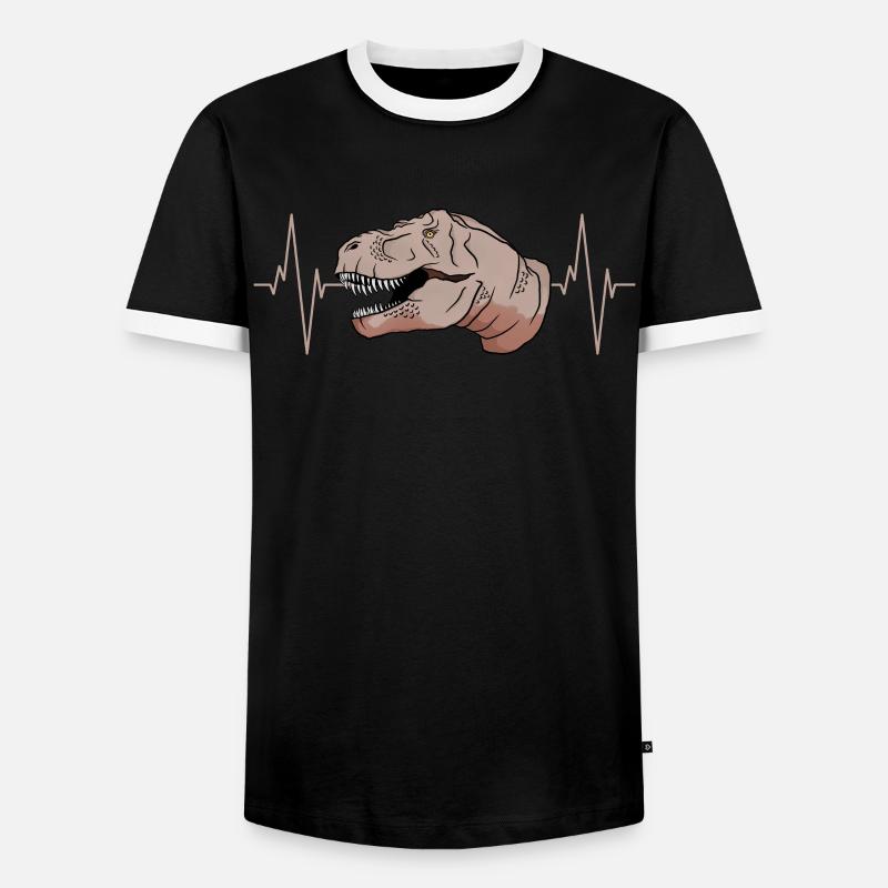 T-Rex Herzschlag Urzeit Geschenk - Männer Kontrast-T-Shirt - Schwarz/Weiß
