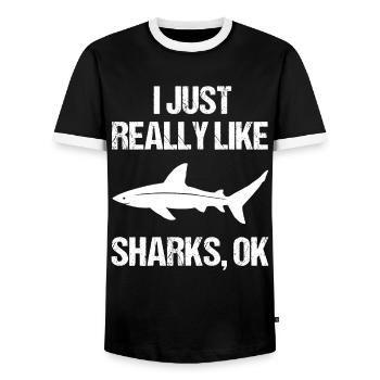 Cadeau de fan Easy Sharks - T-shirt contrasté Homme - noir/blanc - Devant - AI Model Female 172 light (172cm) & AI Model Male 178 light (178cm)