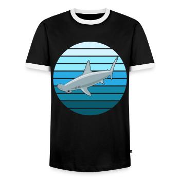 Mystischer Meeresbewohner Hammerhai - Männer Kontrast-T-Shirt - Schwarz/Weiß - Vorne - AI Model Female 172 light (172cm) & AI Model Male 178 light (178cm)