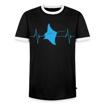 Mantarochen Herzschlag Ozeanliebe - Männer Kontrast-T-Shirt - Schwarz/Weiß - Vorne - AI Model Female 172 light (172cm) & AI Model Male 178 light (178cm)