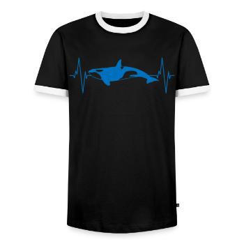 L’amour des battements de cœur des épaulards pour la mer - T-shirt contrasté Homme - noir/blanc - Devant - AI Model Female 172 light (172cm) & AI Model Male 178 light (178cm)
