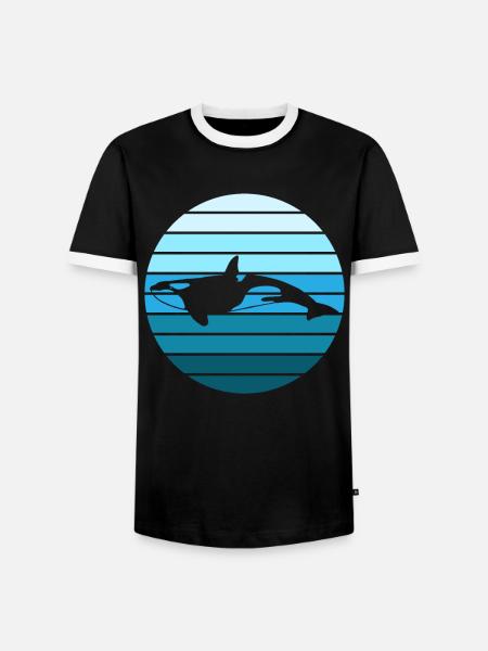 Oceanic Killer Whale Rest - Men's Ringer Shirt - black/white