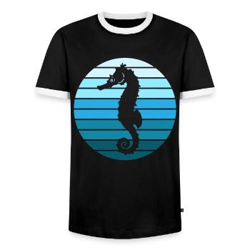 Kühles Blau Seepferd Stil - Männer Kontrast-T-Shirt - Schwarz/Weiß - Vorne - AI Model Female 172 light (172cm) & AI Model Male 178 light (178cm)
