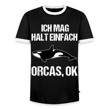Einfach Orca-Liebhaber Statement - Männer Kontrast-T-Shirt - Schwarz/Weiß - Vorne - AI Model Female 172 light (172cm) & AI Model Male 178 light (178cm)