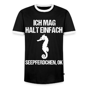 Maritimes Seepferdchen Ozeanliebe - Männer Kontrast-T-Shirt - Schwarz/Weiß - Vorne - AI Model Female 172 light (172cm) & AI Model Male 178 light (178cm)
