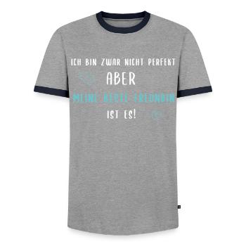 Beste Freundin Perfektion Liebe - Männer Kontrast-T-Shirt - Grau/Navy  - Vorne - AI Model Female 172 light (172cm) & AI Model Male 178 light (178cm)