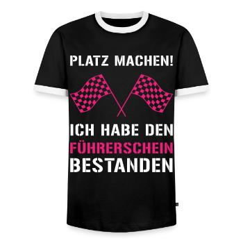 Führerschein Weg frei! - Männer Kontrast-T-Shirt - Schwarz/Weiß - Vorne - AI Model Female 172 light (172cm) & AI Model Male 178 light (178cm)