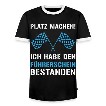 Führerschein Weg frei! - Männer Kontrast-T-Shirt - Schwarz/Weiß - Vorne - AI Model Female 172 light (172cm) & AI Model Male 178 light (178cm)