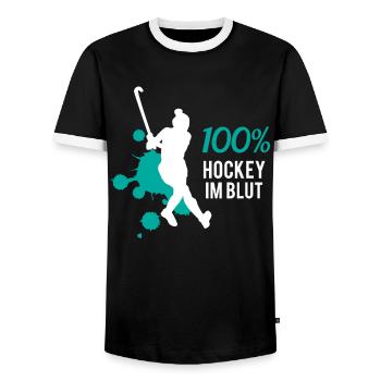 Eishockey DNA - Leidenschaft pur - Männer Kontrast-T-Shirt - Schwarz/Weiß - Vorne - AI Model Female 172 light (172cm) & AI Model Male 178 light (178cm)
