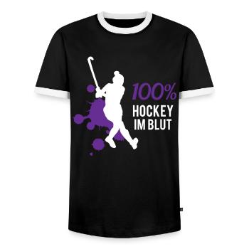 Eishockey DNA - Leidenschaft pur - Männer Kontrast-T-Shirt - Schwarz/Weiß - Vorne - AI Model Female 172 light (172cm) & AI Model Male 178 light (178cm)