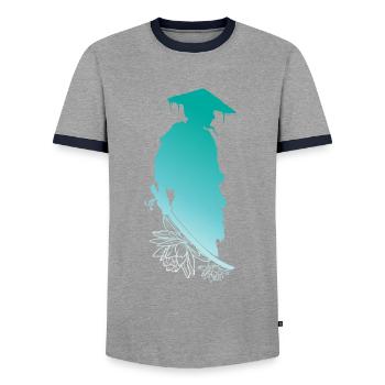 Samurai Blütenzauber Geistige Stärke - Männer Kontrast-T-Shirt - Grau/Navy  - Vorne - AI Model Female 172 light (172cm) & AI Model Male 178 light (178cm)