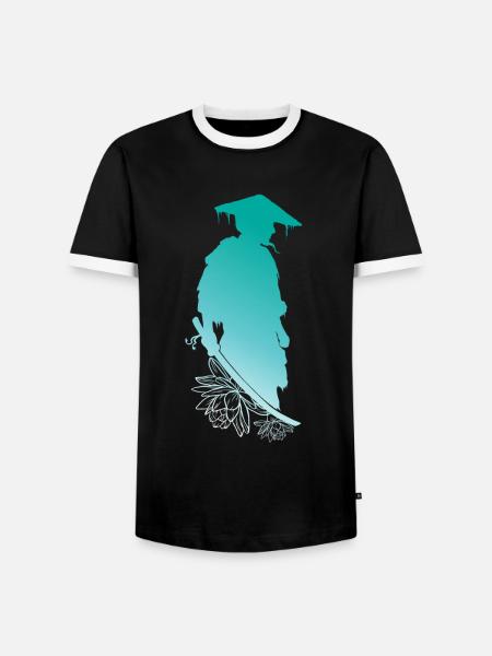Samurai Blütenzauber Geistige Stärke - Männer Kontrast-T-Shirt - Schwarz/Weiß