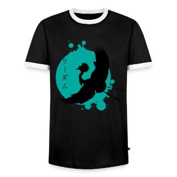 Dynamique de la grue et art des personnages - T-shirt contrasté Homme - noir/blanc - Devant - AI Model Female 172 light (172cm) & AI Model Male 178 light (178cm)