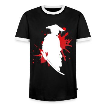 Samouraï guerrier fierté & honneur cadeau - T-shirt contrasté Homme - noir/blanc - Devant - AI Model Female 172 light (172cm) & AI Model Male 178 light (178cm)