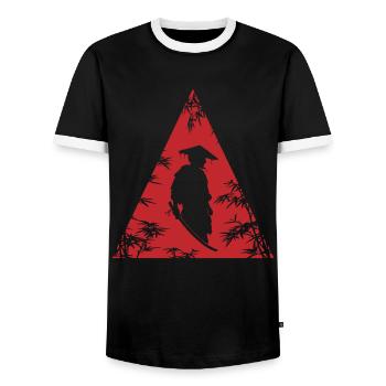 Mysteriöser Schatten Krieger Kunst - Männer Kontrast-T-Shirt - Schwarz/Weiß - Vorne - AI Model Female 172 light (172cm) & AI Model Male 178 light (178cm)