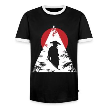 Samurai Guardian Stylish Simplicity - Men's Ringer Shirt - black/white - Front - AI Model Female 172 light (172cm) & AI Model Male 178 light (178cm)