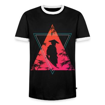 Neon Samurai Moderner Krieger Geist - Männer Kontrast-T-Shirt - Schwarz/Weiß - Vorne - AI Model Female 172 light (172cm) & AI Model Male 178 light (178cm)