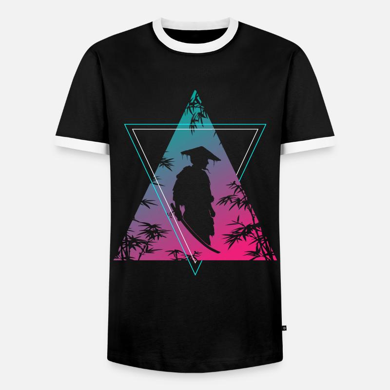 Neon Samurai Moderner Krieger Geist - Männer Kontrast-T-Shirt - Schwarz/Weiß