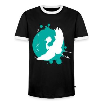 Dynamique de la grue et art des personnages - T-shirt contrasté Homme - noir/blanc - Devant - AI Model Female 172 light (172cm) & AI Model Male 178 light (178cm)