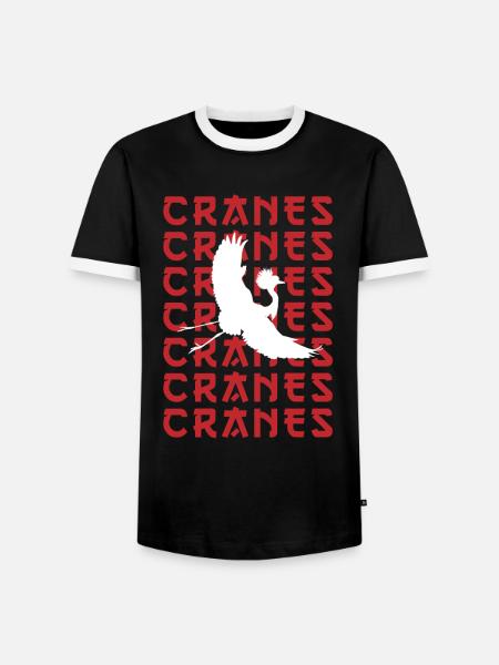 CRANES Stylish Bird Silhouette - Men's Ringer Shirt - black/white