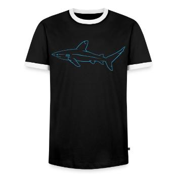 Mystical Shark Elegance of the Deep Sea - Men's Ringer Shirt - black/white - Front - AI Model Female 172 light (172cm) & AI Model Male 178 light (178cm)