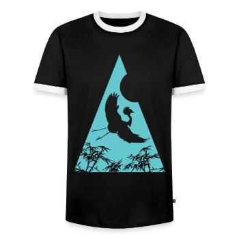 Grue Origami Géométrie Créativité - T-shirt contrasté Homme - noir/blanc - Devant - AI Model Female 172 light (172cm) & AI Model Male 178 light (178cm)