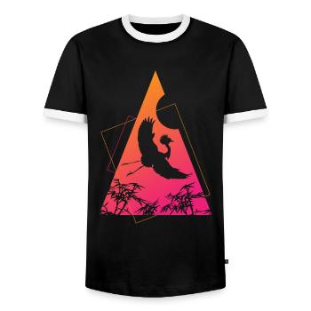 Grue Origami Géométrie Créativité - T-shirt contrasté Homme - noir/blanc - Devant - AI Model Female 172 light (172cm) & AI Model Male 178 light (178cm)