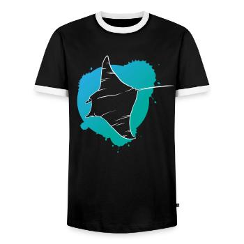 Rochen im Riff Ozeanischer Geist Geschenk - Männer Kontrast-T-Shirt - Schwarz/Weiß - Vorne - AI Model Female 172 light (172cm) & AI Model Male 178 light (178cm)