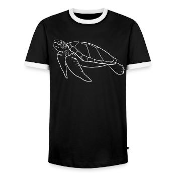Silent Ocean Walker Turtle - Men's Ringer Shirt - black/white - Front - AI Model Female 172 light (172cm) & AI Model Male 178 light (178cm)