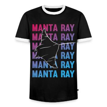 Elegant Manta Ray Ocean Lover - Men's Ringer Shirt - black/white - Front - AI Model Female 172 light (172cm) & AI Model Male 178 light (178cm)