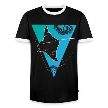 Manta Ray Korallenriff Abenteuer - Männer Kontrast-T-Shirt - Schwarz/Weiß - Vorne - AI Model Female 172 light (172cm) & AI Model Male 178 light (178cm)