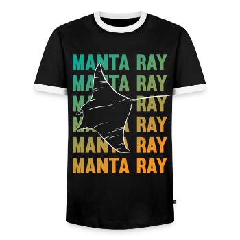 Elegant Manta Ray Ocean Lover - Men's Ringer Shirt - black/white - Front - AI Model Female 172 light (172cm) & AI Model Male 178 light (178cm)
